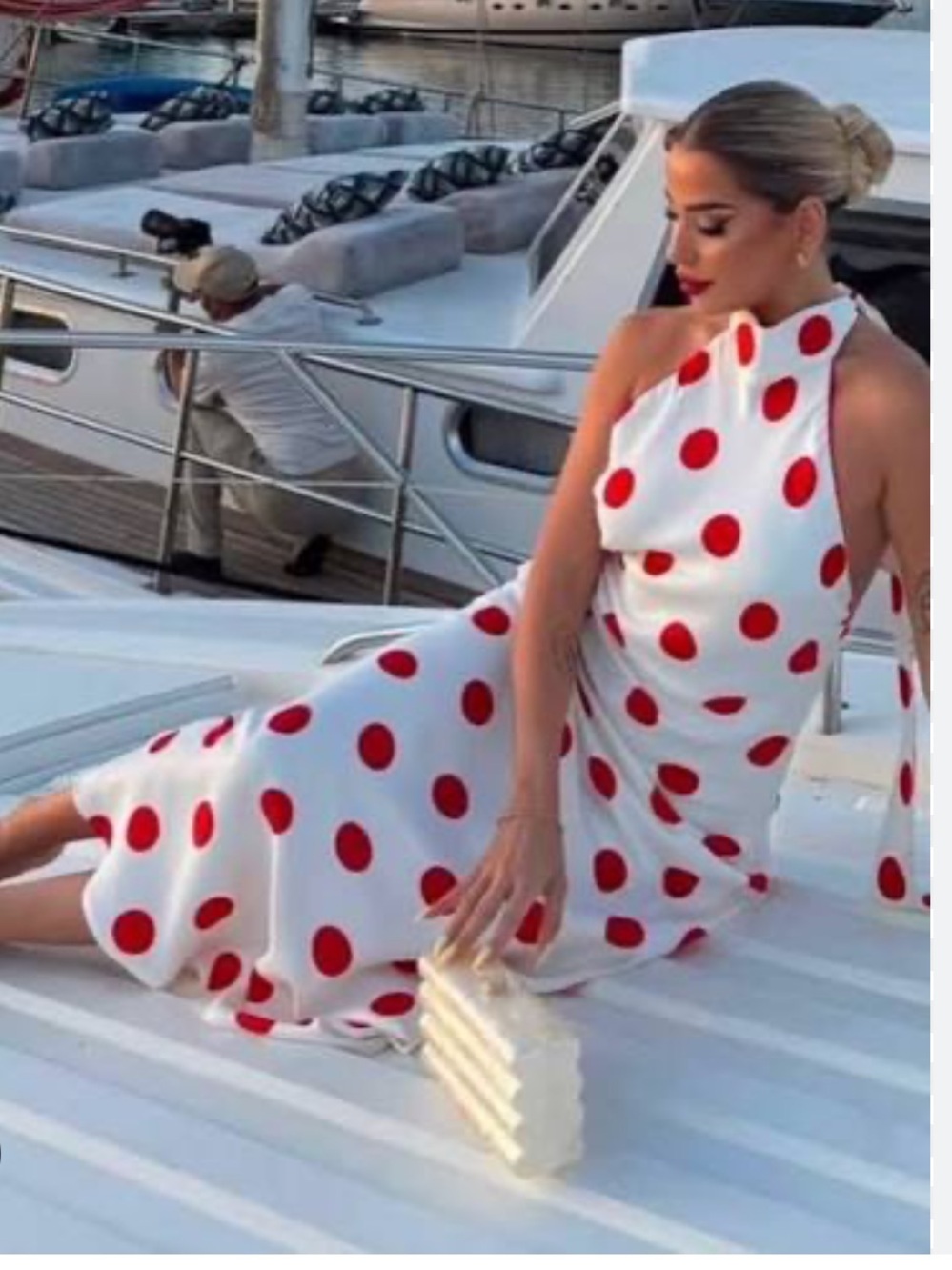 ZARA POLKA DOT HALTER MIDI DRESS - Picture 6 of 16
